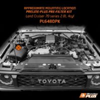 mounting location of preline-plus pre-filter kit for Land Cruiser 70 series 2.4L 4cyl