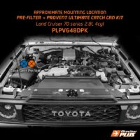 mounting location of preline-plus + catch can kit for Land Cruiser 70 series 2.4L 4cyl