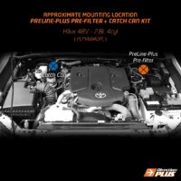 preline-plus pre-filter + provent catch can kit mounting location for Toyota HIlux 48V