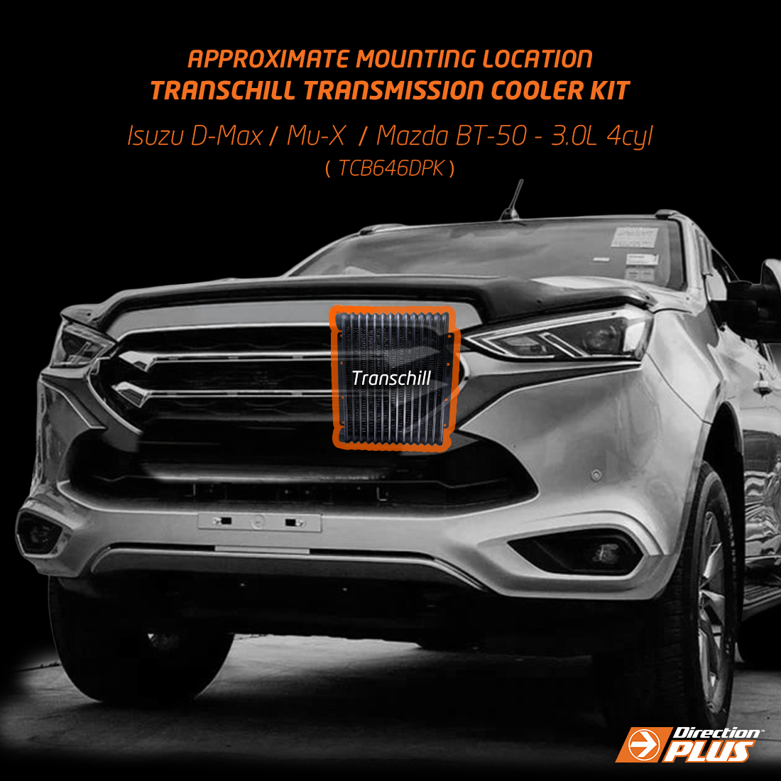 mounting location of transchill arctic black transmission cooler kit for MU-X, D-MAX and BT-50